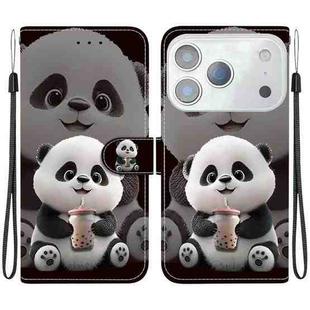 For iPhone 17 Pro Max Crystal Texture Colored Drawing Leather Phone Case(Milk Tea Bear)