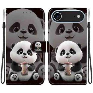 For iPhone 17 Air Crystal Texture Colored Drawing Leather Phone Case(Milk Tea Bear)