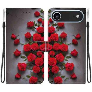 For iPhone 17 Air Crystal Texture Colored Drawing Leather Phone Case(Red Roses)