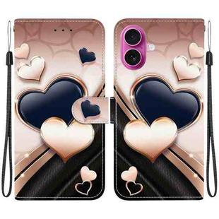 For iPhone 17 Crystal Texture Colored Drawing Leather Phone Case(Love Heart)