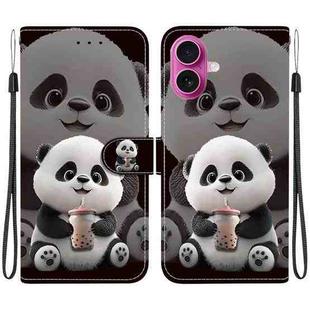 For iPhone 17 Crystal Texture Colored Drawing Leather Phone Case(Milk Tea Bear)