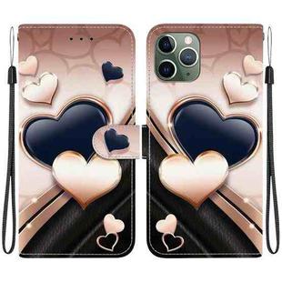 For iPhone 11 Pro Crystal Texture Colored Drawing Leather Phone Case(Love Heart)