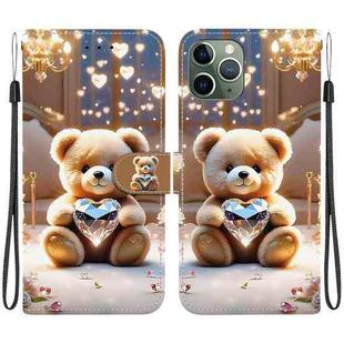 For iPhone 11 Pro Crystal Texture Colored Drawing Leather Phone Case(Diamond Bear)