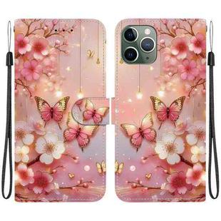 For iPhone 11 Pro Crystal Texture Colored Drawing Leather Phone Case(Lantern Butterflies)