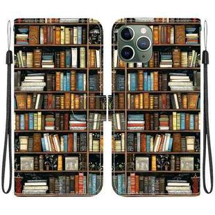 For iPhone 11 Pro Crystal Texture Colored Drawing Leather Phone Case(Bookshelf)