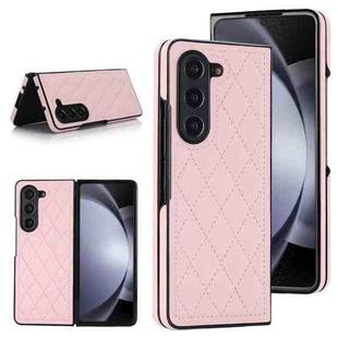 For Samsung Galaxy Z Fold7 5G Rhombic Fold Leather Phone Case(Pink)