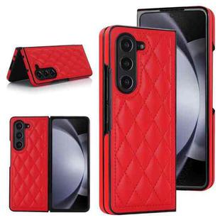 For Samsung Galaxy Z Fold7 5G Rhombic Fold Leather Phone Case(Red)