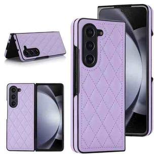 For Samsung Galaxy Z Fold7 5G Rhombic Fold Leather Phone Case(Purple)