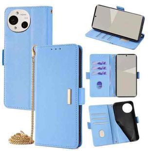 For Sharp Aquos R10 5G Crossbody Chain Leather Phone Case(Blue)