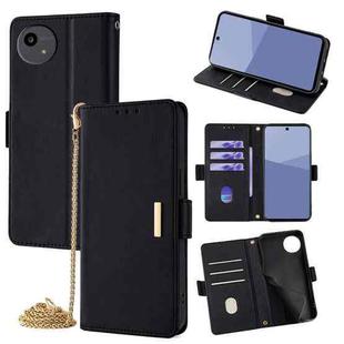For Sharp Aquos wish5 5G Crossbody Chain Leather Phone Case(Black)