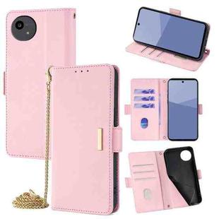 For Sharp Aquos wish5 5G Crossbody Chain Leather Phone Case(Pink)