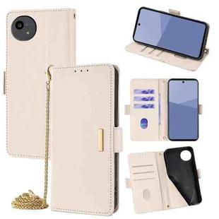 For Sharp Aquos wish5 5G Crossbody Chain Leather Phone Case(White)