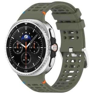 For Samsung Galaxy Watch8 / Watch8 Classic xDfind Alloy Silver Buckle Breathable Hole Silicone Watch Band(Army Green)