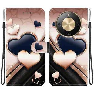 For Honor X70 5G Crystal Texture Colored Drawing Leather Phone Case(Love Heart)