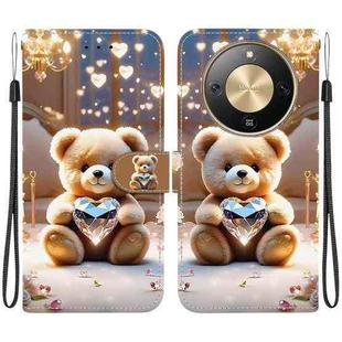 For Honor X70 5G Crystal Texture Colored Drawing Leather Phone Case(Diamond Bear)