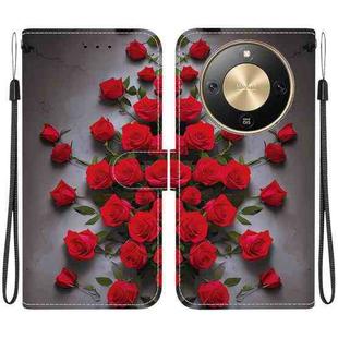 For Honor X70 5G Crystal Texture Colored Drawing Leather Phone Case(Red Roses)