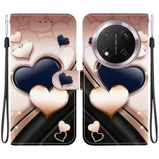 For Honor X9c Crystal Texture Colored Drawing Leather Phone Case(Love Heart)