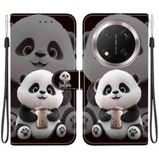 For Honor X9c Crystal Texture Colored Drawing Leather Phone Case(Milk Tea Bear)