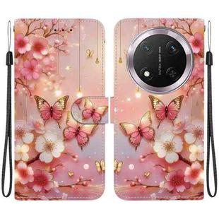 For Honor X9c Crystal Texture Colored Drawing Leather Phone Case(Lantern Butterflies)