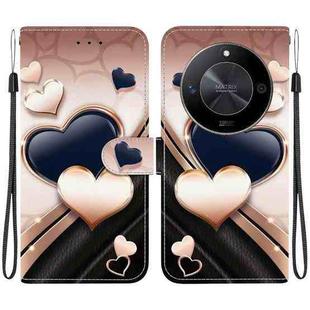 For Honor X9b / Magic6 Lite 5G / X50 / X50 Pro Crystal Texture Colored Drawing Leather Phone Case(Love Heart)