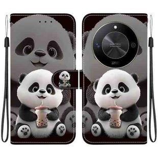 For Honor X9b / Magic6 Lite 5G / X50 / X50 Pro Crystal Texture Colored Drawing Leather Phone Case(Milk Tea Bear)