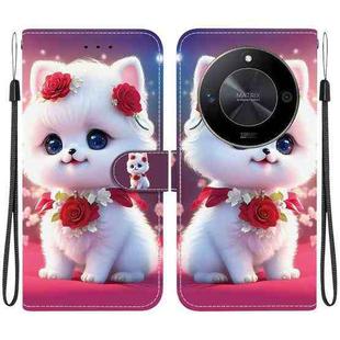 For Honor X9b / Magic6 Lite 5G / X50 / X50 Pro Crystal Texture Colored Drawing Leather Phone Case(Rose Cat)