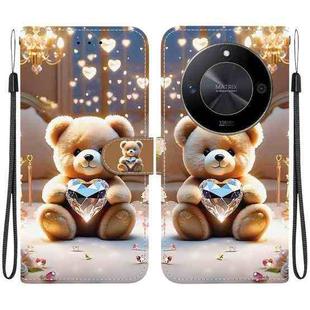 For Honor X9b / Magic6 Lite 5G / X50 / X50 Pro Crystal Texture Colored Drawing Leather Phone Case(Diamond Bear)