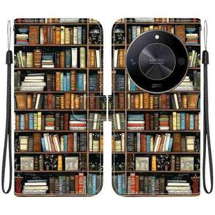 For Honor X9b / Magic6 Lite 5G / X50 / X50 Pro Crystal Texture Colored Drawing Leather Phone Case(Bookshelf)