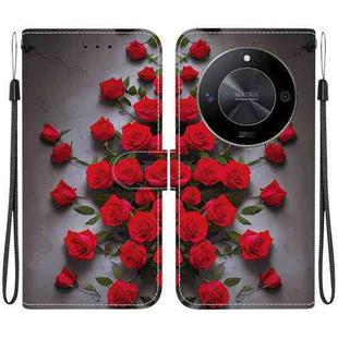For Honor X9b / Magic6 Lite 5G / X50 / X50 Pro Crystal Texture Colored Drawing Leather Phone Case(Red Roses)