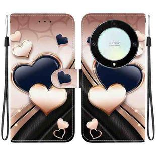 For Honor X9a Crystal Texture Colored Drawing Leather Phone Case(Love Heart)