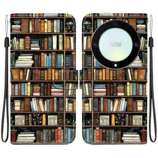 For Honor X9a Crystal Texture Colored Drawing Leather Phone Case(Bookshelf)