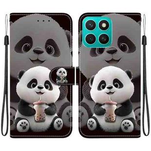For Honor X8c 4G Crystal Texture Colored Drawing Leather Phone Case(Milk Tea Bear)