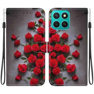 For Honor X8c 4G Crystal Texture Colored Drawing Leather Phone Case(Red Roses)