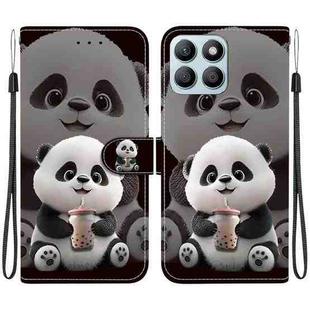 For Honor X8b Crystal Texture Colored Drawing Leather Phone Case(Milk Tea Bear)
