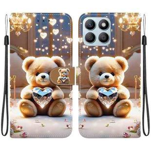 For Honor X8b Crystal Texture Colored Drawing Leather Phone Case(Diamond Bear)
