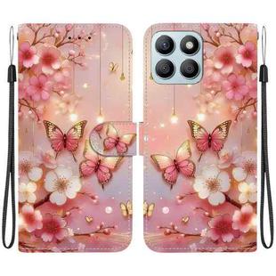 For Honor X8b Crystal Texture Colored Drawing Leather Phone Case(Lantern Butterflies)