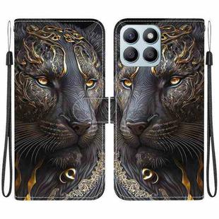 For Honor X8b Crystal Texture Colored Drawing Leather Phone Case(Black Gold Lion)