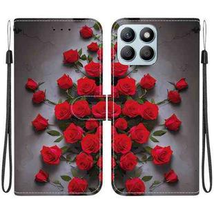 For Honor X8b Crystal Texture Colored Drawing Leather Phone Case(Red Roses)