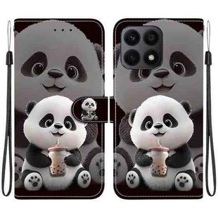 For Honor X8a Crystal Texture Colored Drawing Leather Phone Case(Milk Tea Bear)