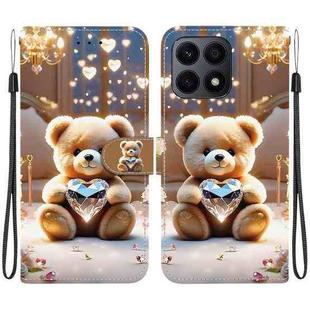 For Honor X8a Crystal Texture Colored Drawing Leather Phone Case(Diamond Bear)