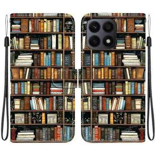 For Honor X8a Crystal Texture Colored Drawing Leather Phone Case(Bookshelf)