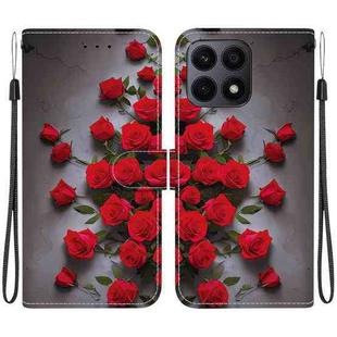 For Honor X8a Crystal Texture Colored Drawing Leather Phone Case(Red Roses)