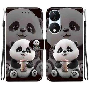 For Honor X7b / Play 50 Plus Crystal Texture Colored Drawing Leather Phone Case(Milk Tea Bear)