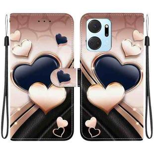 For Honor X7a Crystal Texture Colored Drawing Leather Phone Case(Love Heart)
