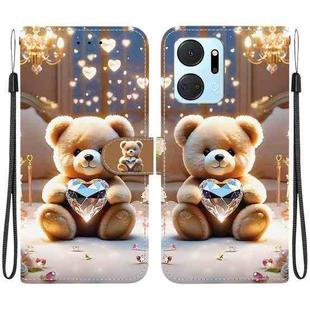 For Honor X7a Crystal Texture Colored Drawing Leather Phone Case(Diamond Bear)