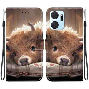 For Honor X7a Crystal Texture Colored Drawing Leather Phone Case(Calf)