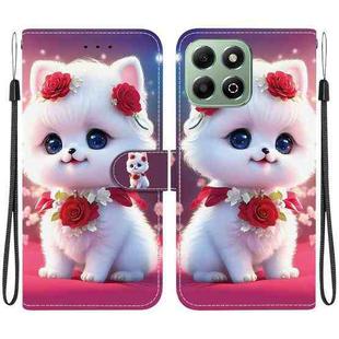 For Honor X6b 4G Crystal Texture Colored Drawing Leather Phone Case(Rose Cat)