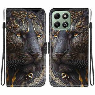 For Honor X6b 4G Crystal Texture Colored Drawing Leather Phone Case(Black Gold Lion)