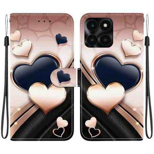 For Honor X6a Crystal Texture Colored Drawing Leather Phone Case(Love Heart)