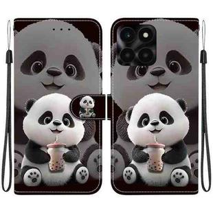 For Honor X6a Crystal Texture Colored Drawing Leather Phone Case(Milk Tea Bear)